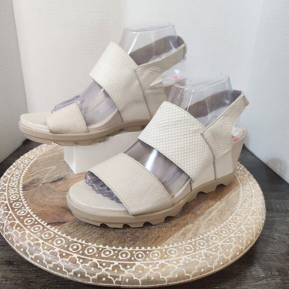 NWT Sorel Cream Beige Sea Salt Joanie II Hi Slingback Sandal Heels Women's 9 - Picture 2 of 11